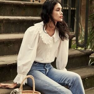 Doen Hickory Top (White Ruffled Blouse)